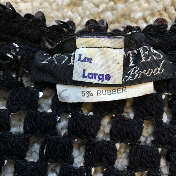 Vintage Black and Silver/Gray Sequin Mesh Top - Picture 5 of 8